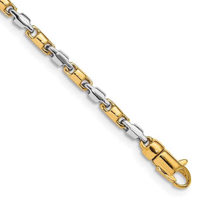 14k Two-tone 2.5mm Hand-polished Fancy Link Bracelet-LK694-7