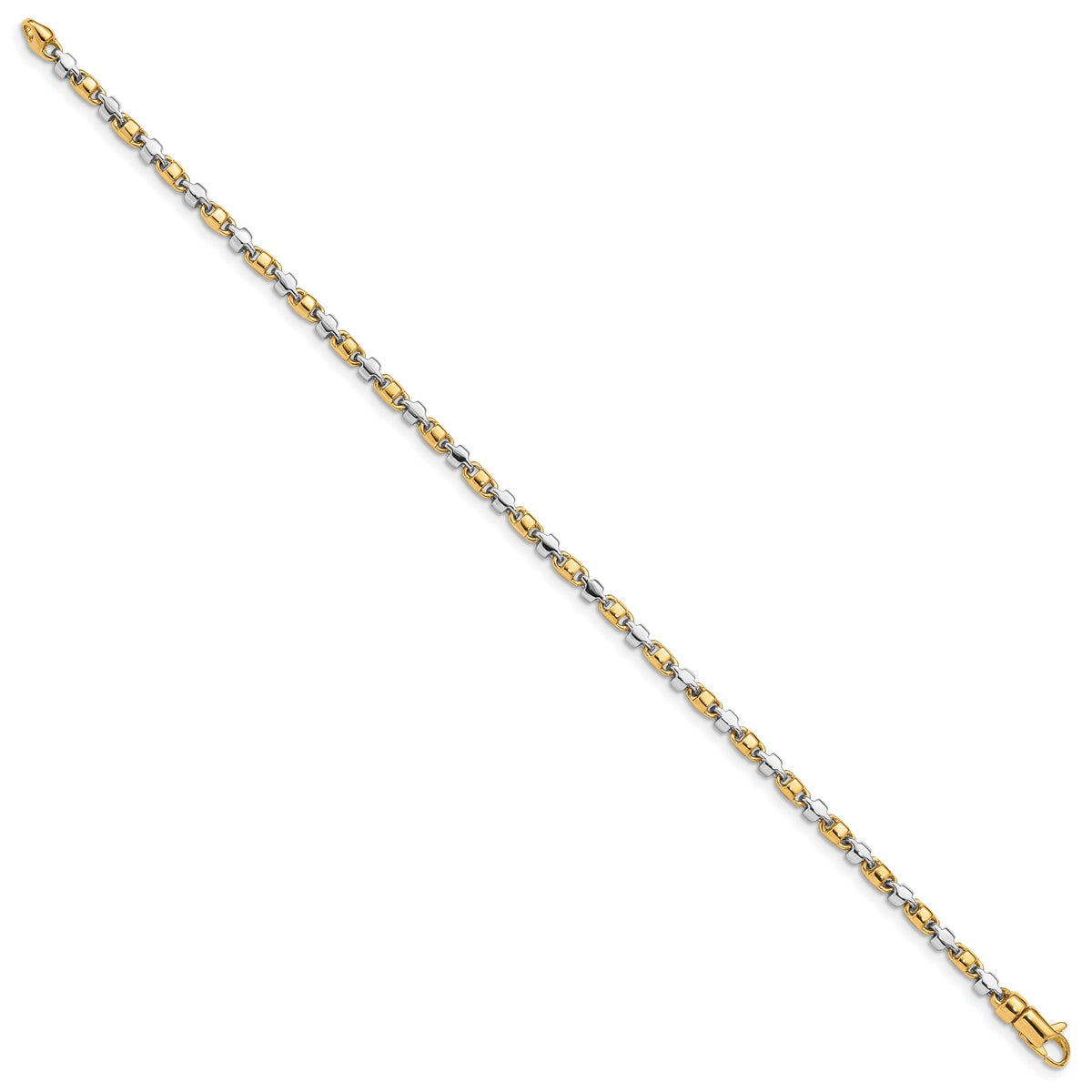 14k Two-tone 2.6mm Hand-polished Fancy Link Bracelet-LK695-7