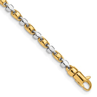 14k Two-tone 2.6mm Hand-polished Fancy Link Bracelet-LK695-8