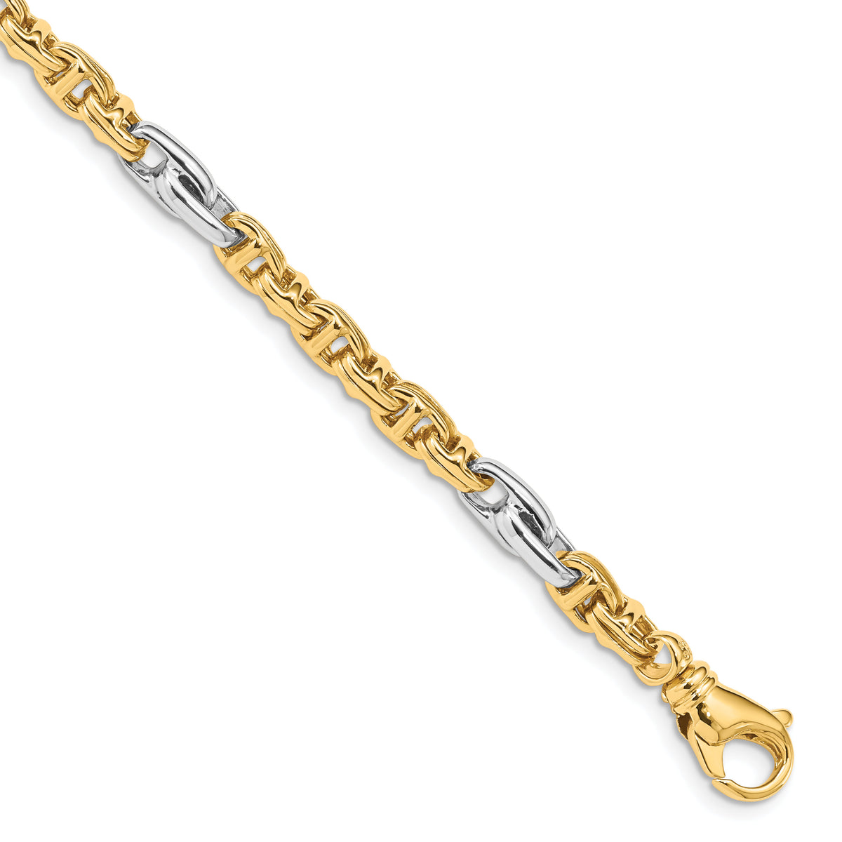 14k Two-tone 5.38mm Hand-polished Fancy Link Bracelet-LK697-8.5
