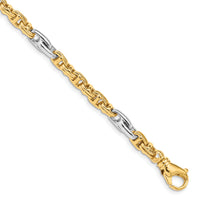14k Two-tone 5.38mm Hand-polished Fancy Link Bracelet-LK697-8.5