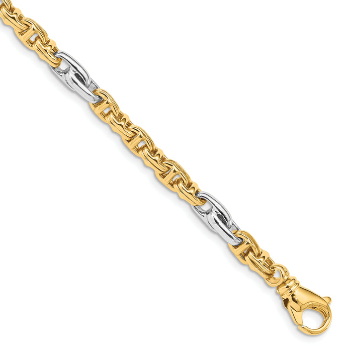 14k Two-tone 5.38mm Hand-polished Fancy Link Bracelet-LK697-8.5