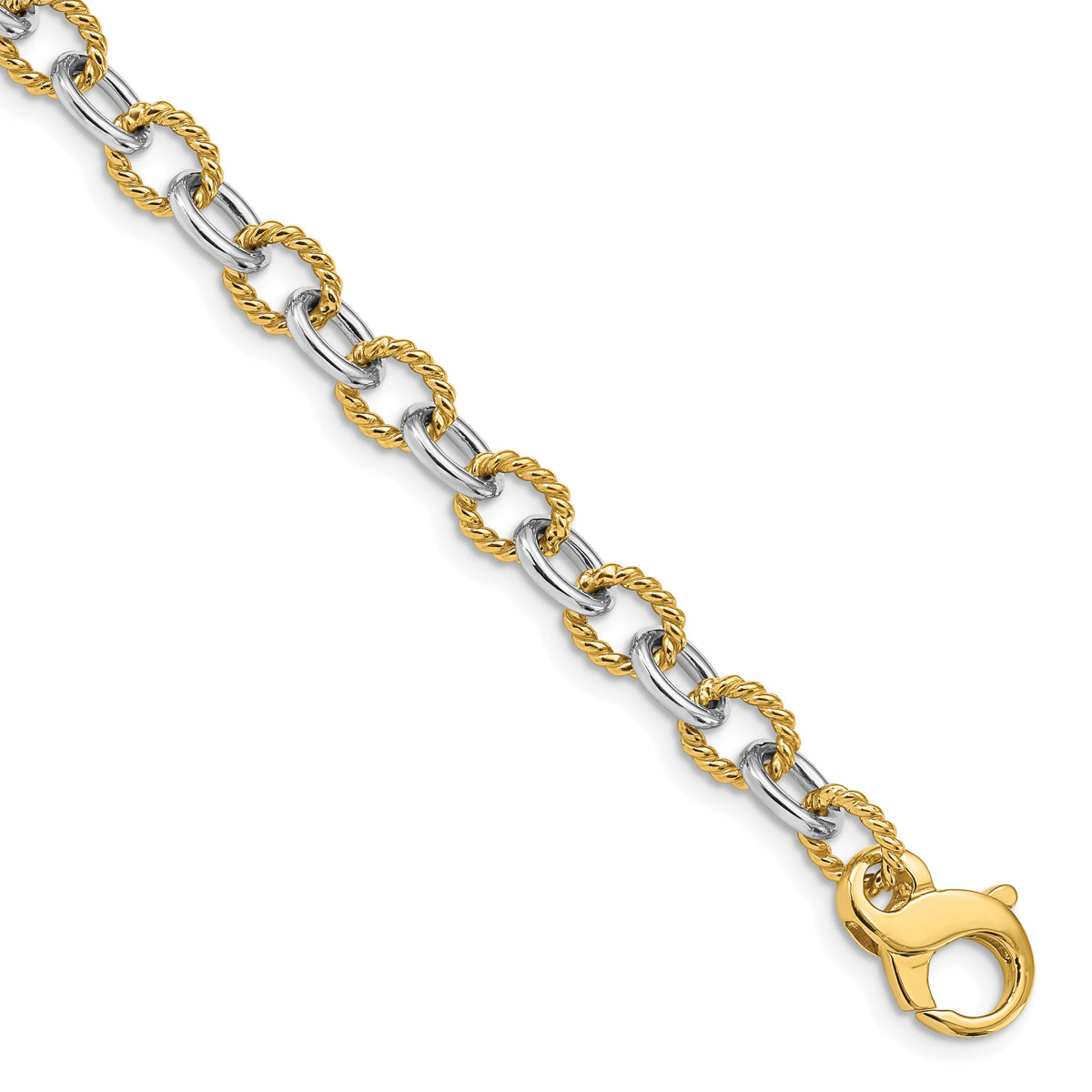 14k Two-tone 6.5mm Fancy Link Chain-LK699-8.5