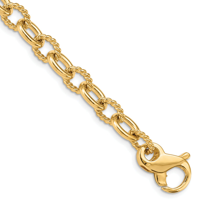 14k 7.8mm Hand-polished Fancy Link Bracelet-LK705-8.5