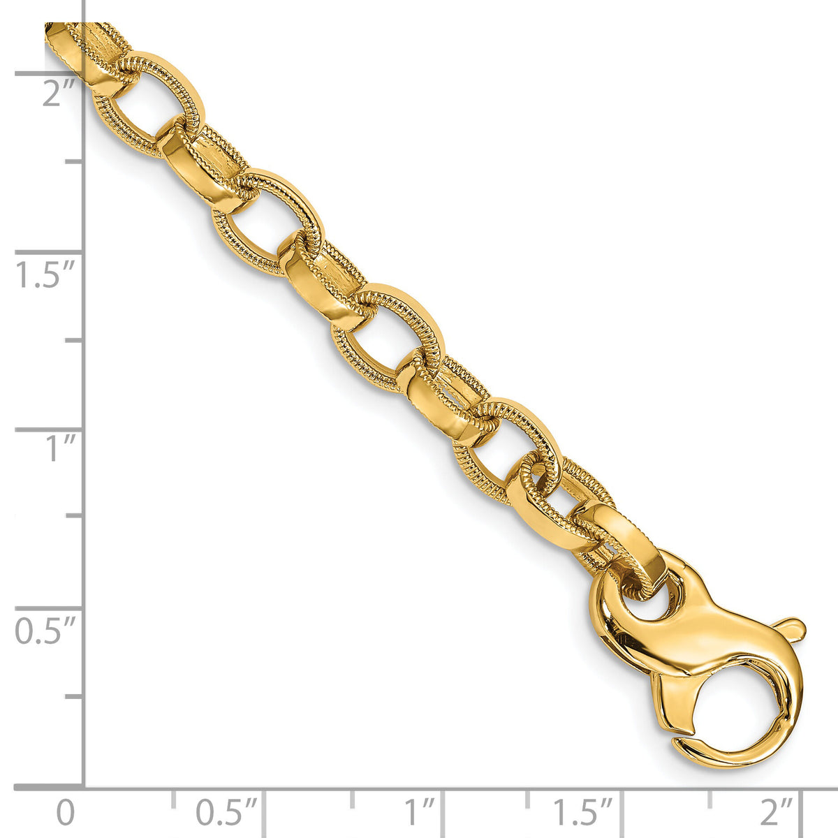 14K 6.2mm Hand-polished Fancy Link Bracelet-LK709-8.5