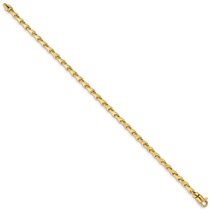 14k 3.3mm Hand-polished Fancy Link Bracelet-LK723-7