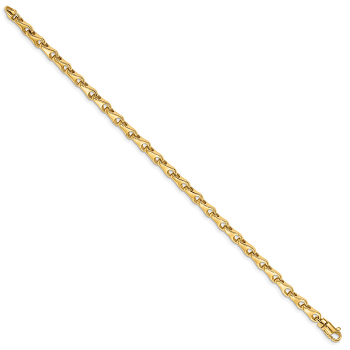 14k 3.9mm Hand-polished Fancy Link Bracelet-LK724-7.25