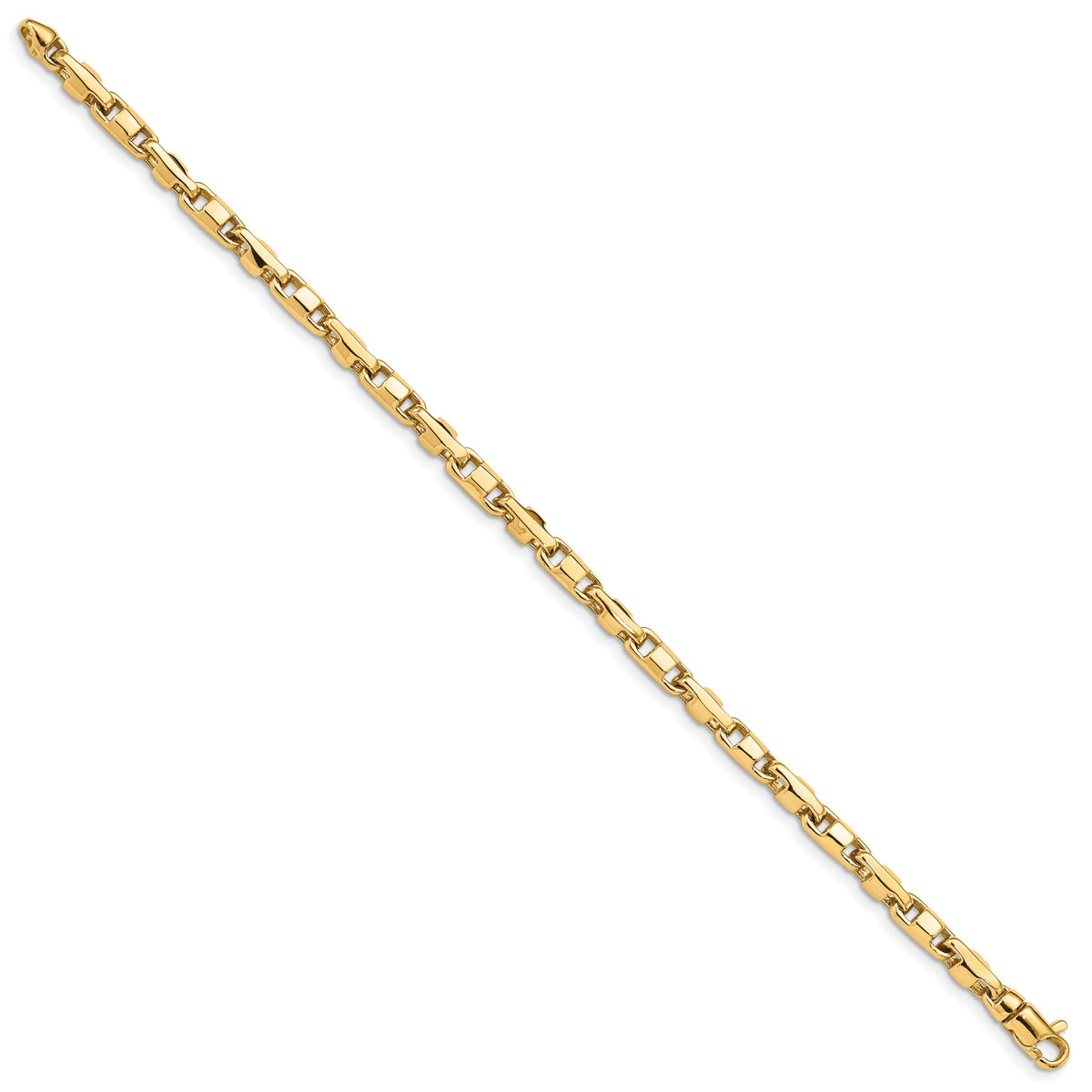 14K 4mm Hand-polished Fancy Link Bracelet-LK737-7