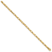 14K 4mm Hand-polished Fancy Link Bracelet-LK737-7