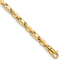 14K 4mm Hand-polished Fancy Link Bracelet-LK737-7