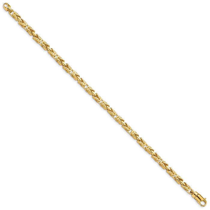 14k 4.1mm Hand-polished Byzantine Link Bracelet-LK744-8.5