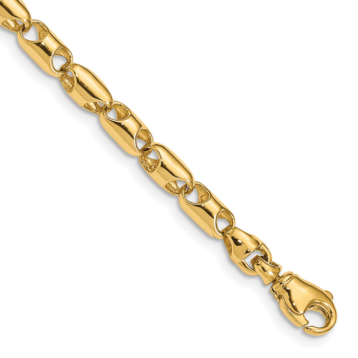 14k 4.1mm Fancy Barrel Link Bracelet-LK750-8.5