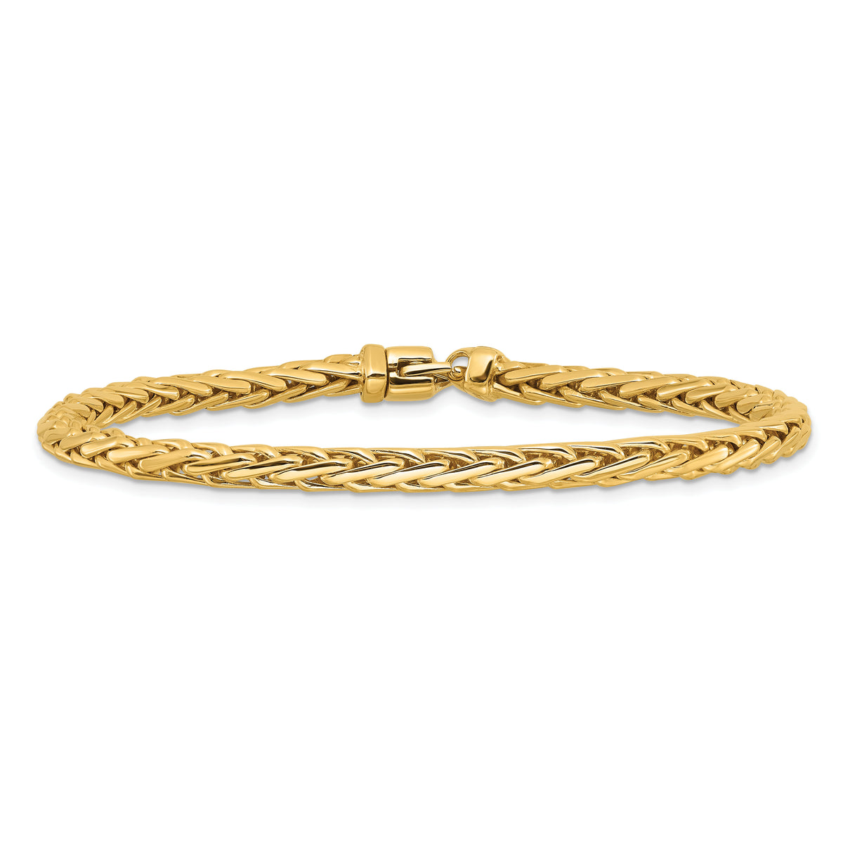 14K 4.4mm Hand-polished Flat-Edged Woven Link Bracelet-LK754-8.75