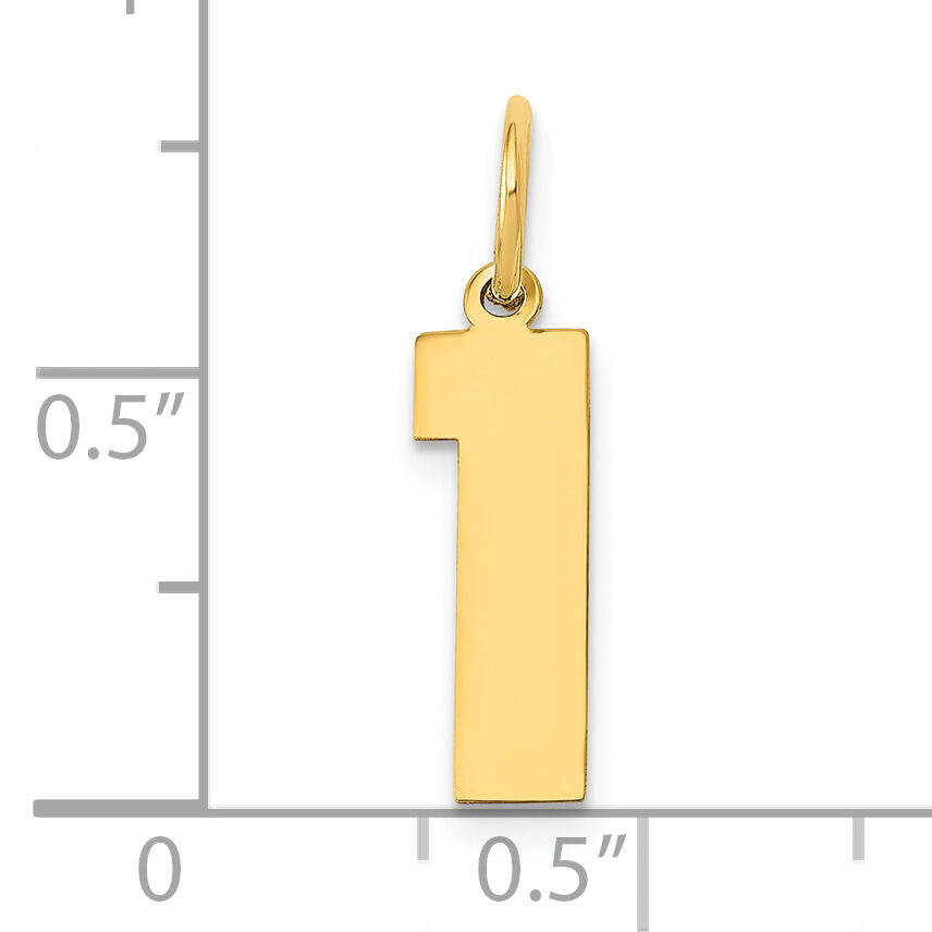 14k Medium Polished Number 1 Charm-LM01