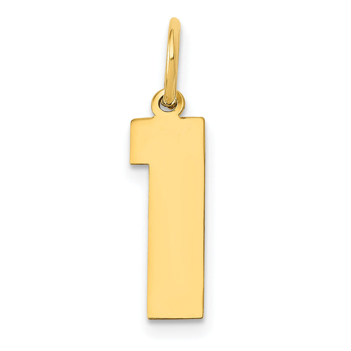 14k Medium Polished Number 1 Charm-LM01