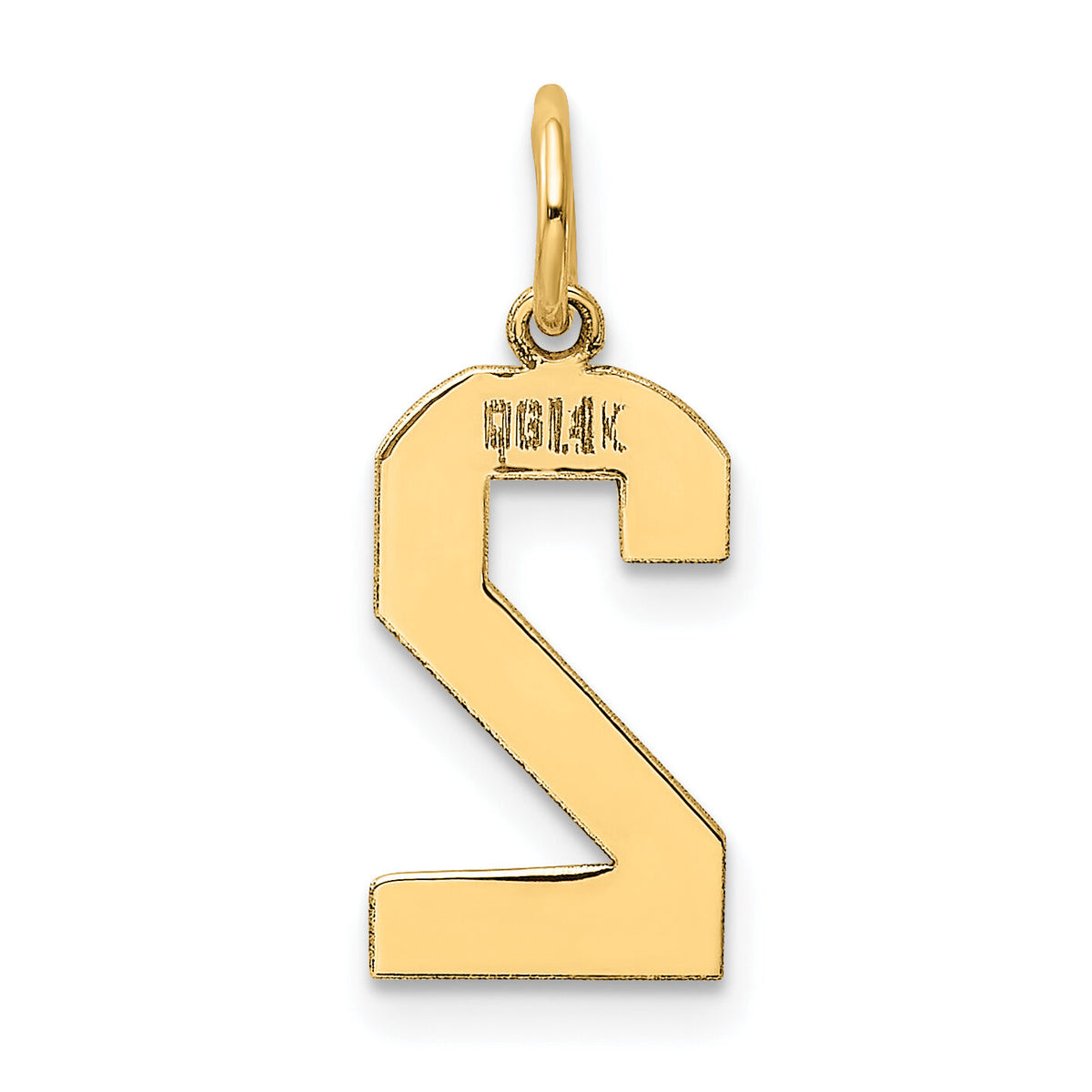 14k Medium Polished Number 2 Charm-LM02