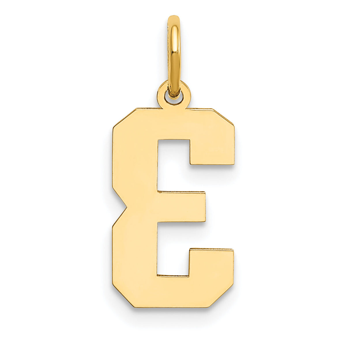 14k Medium Polished Number 3 Charm-LM03