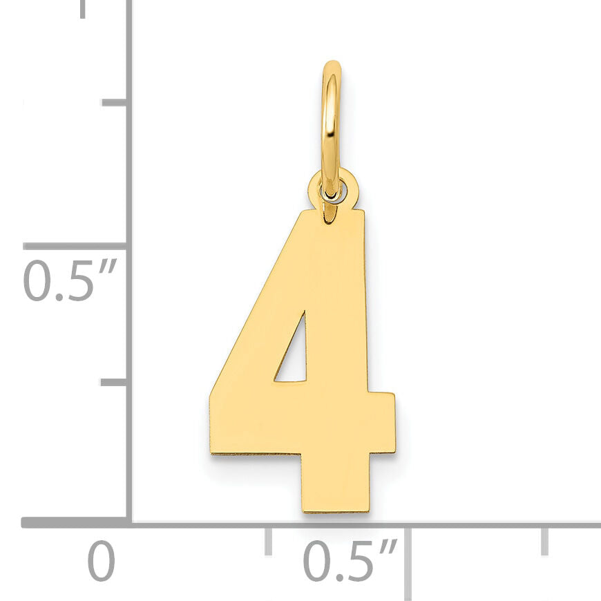 14k Medium Polished Number 4 Charm-LM04