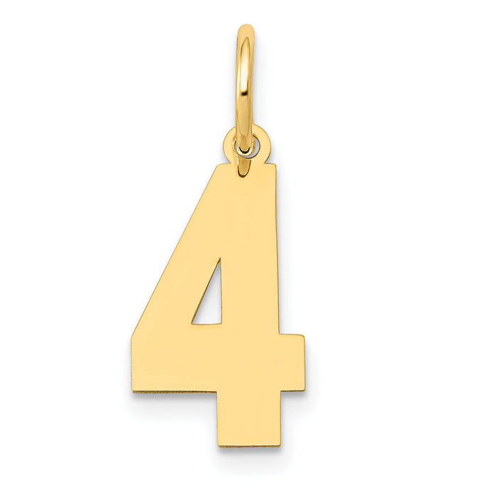 14k Medium Polished Number 4 Charm-LM04
