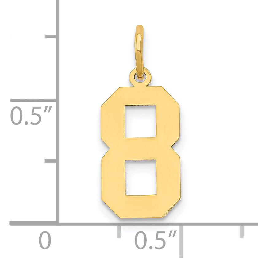 14k Medium Polished Number 8 Charm-LM08