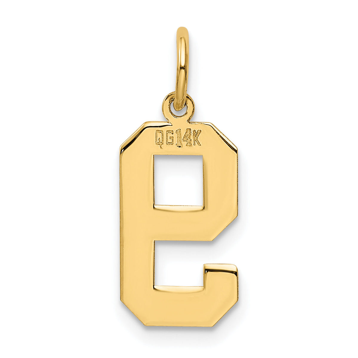 14k Medium Polished Number 9 Charm-LM09