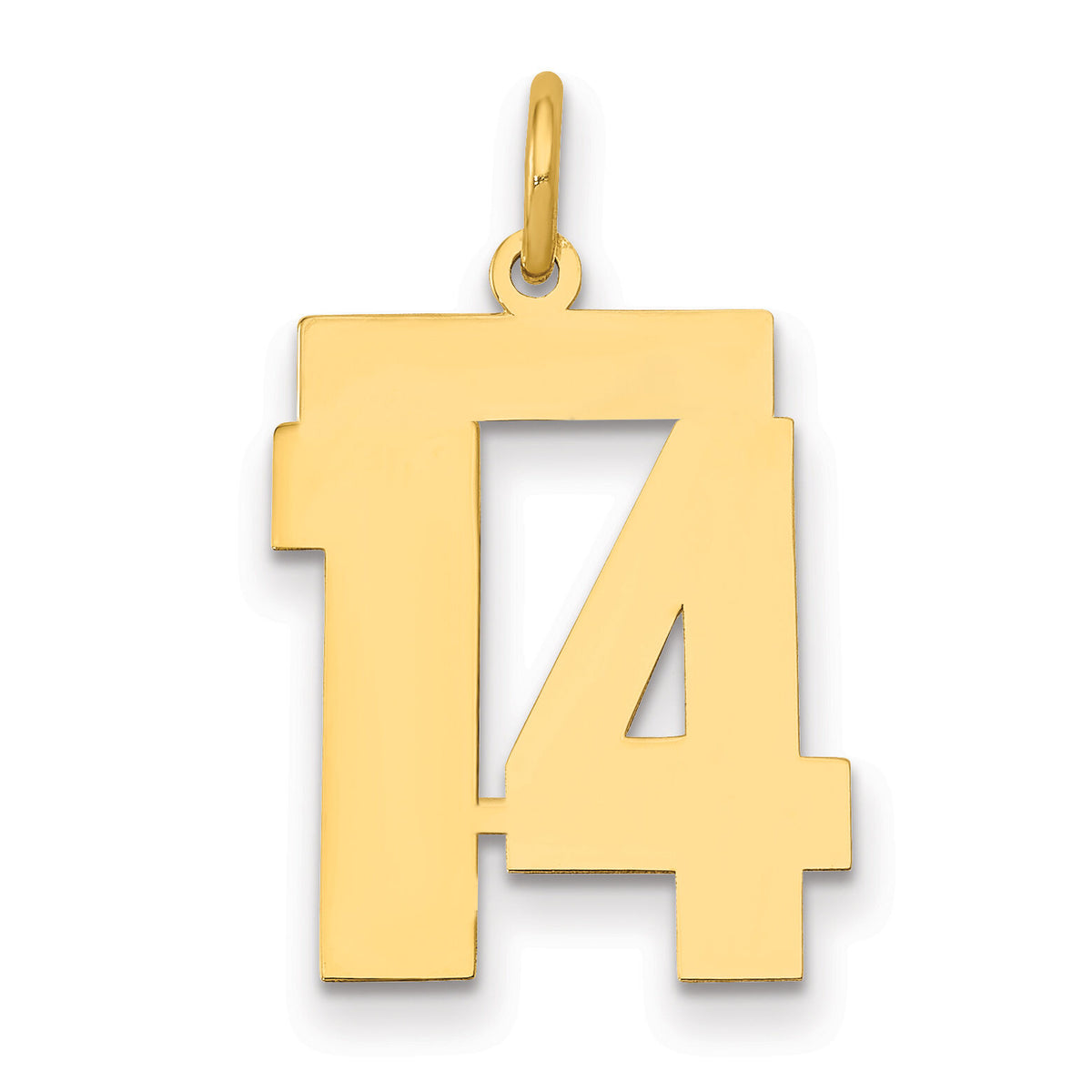 14k Medium Polished Number 14 Charm-LM14