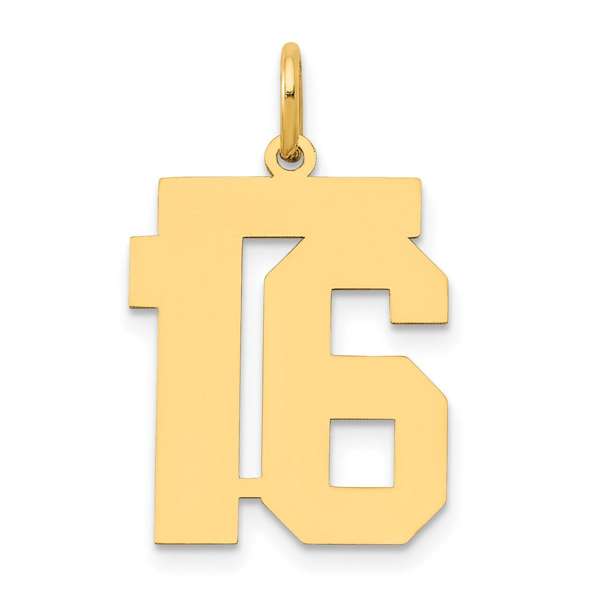 14k Medium Polished Number 16 Charm-LM16