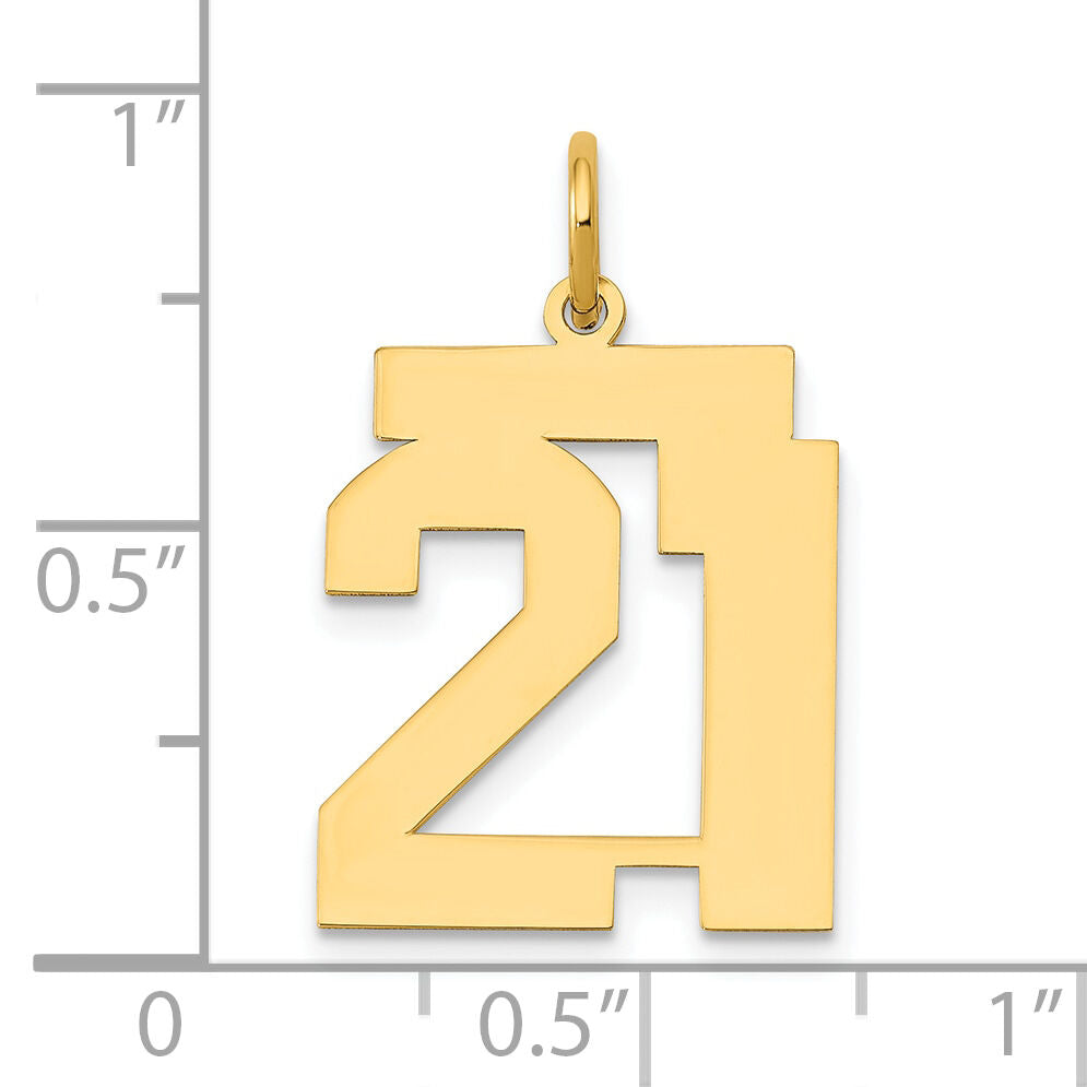 14k Medium Polished Number 21 Charm-LM21