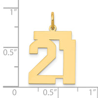 14k Medium Polished Number 21 Charm-LM21
