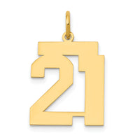 14k Medium Polished Number 21 Charm-LM21