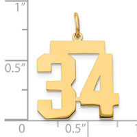 14k Medium Polished Number 34 Charm-LM34