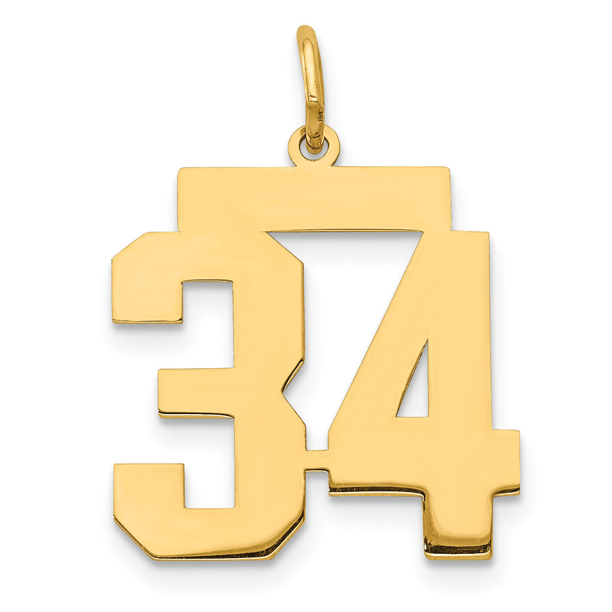 14k Medium Polished Number 34 Charm-LM34