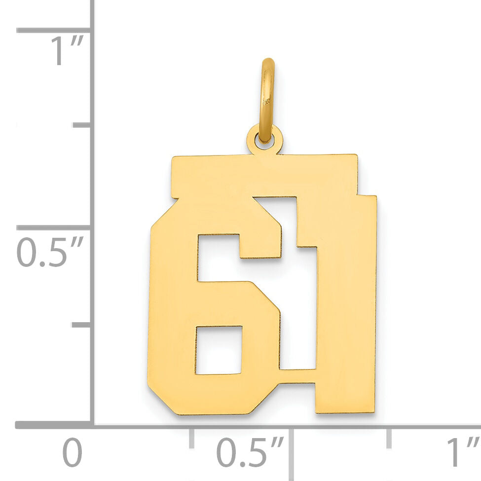 14k Medium Polished Number 61 Charm-LM61