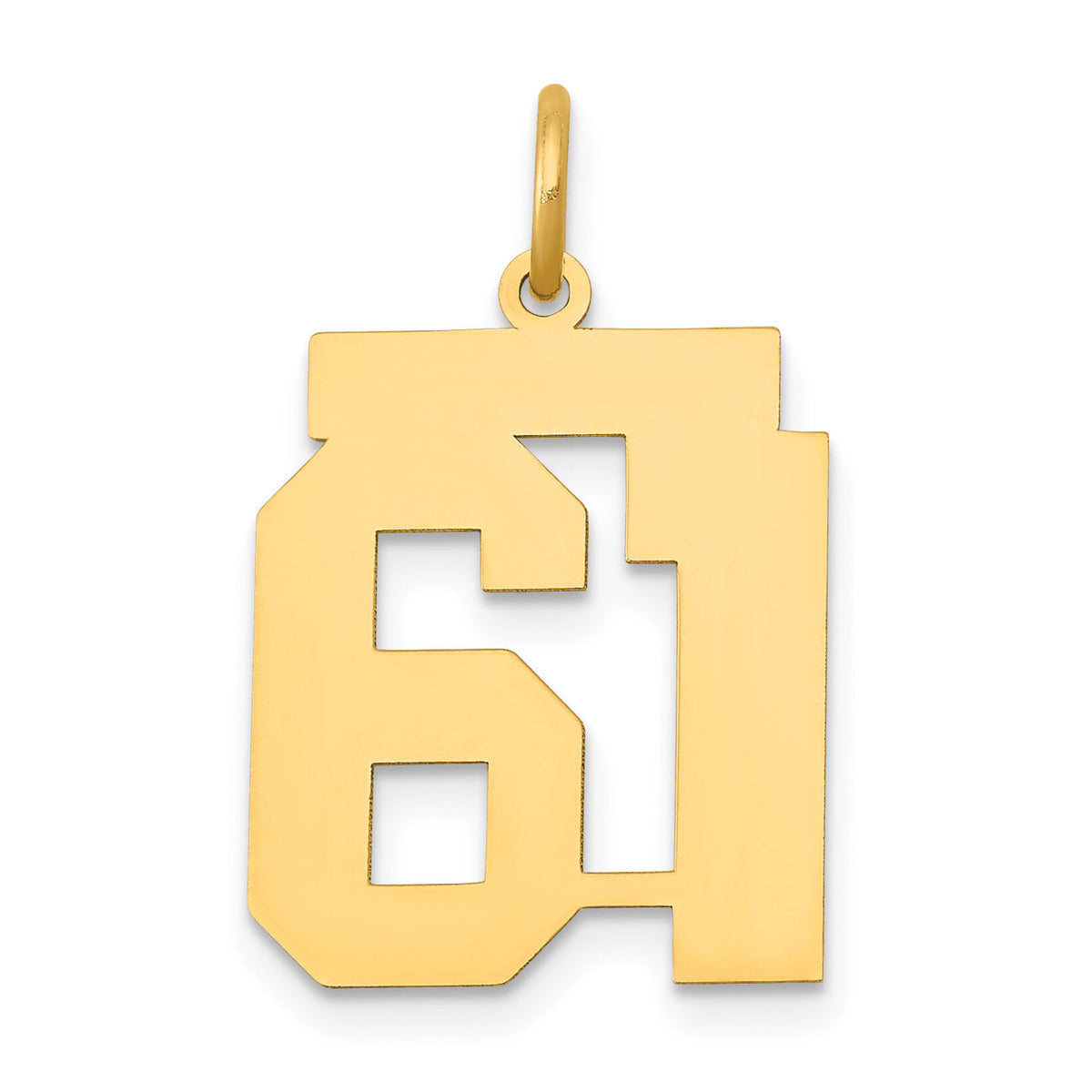 14k Medium Polished Number 61 Charm-LM61