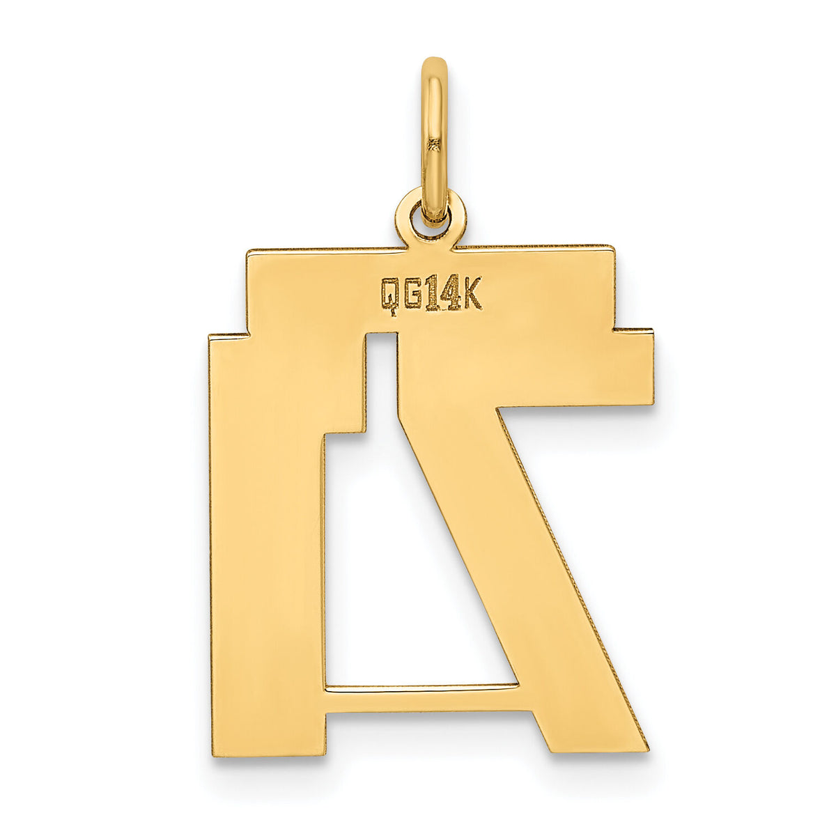 14k Medium Polished Number 71 Charm-LM71