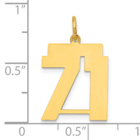 14k Medium Polished Number 71 Charm-LM71