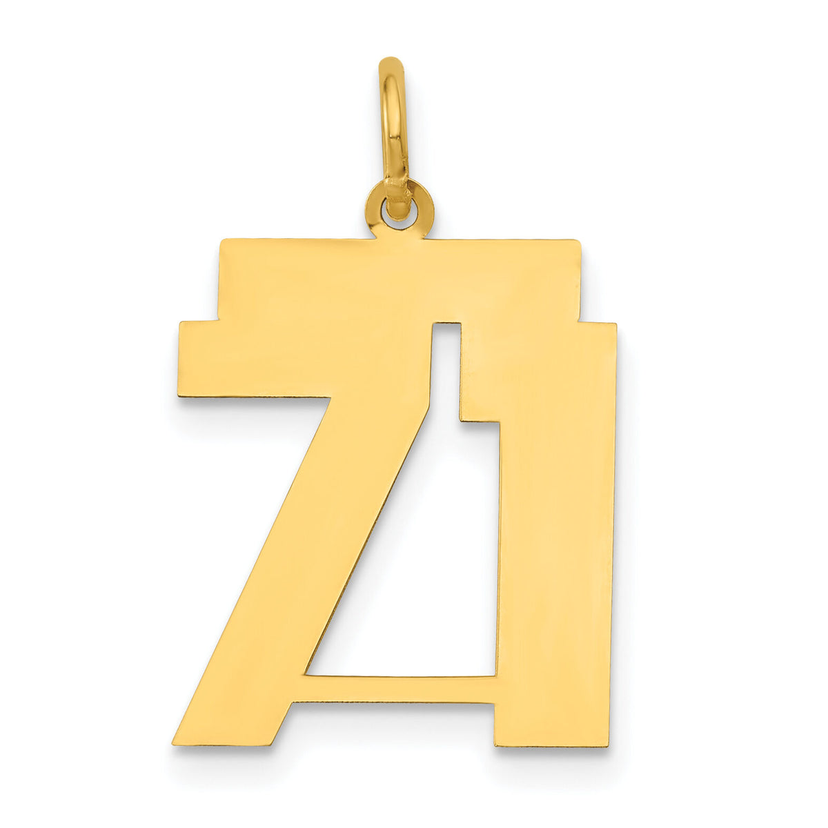 14k Medium Polished Number 71 Charm-LM71