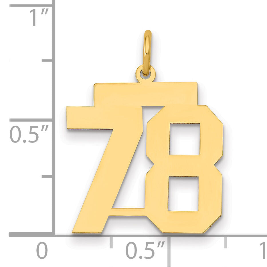 14k Medium Polished Number 78 Charm-LM78