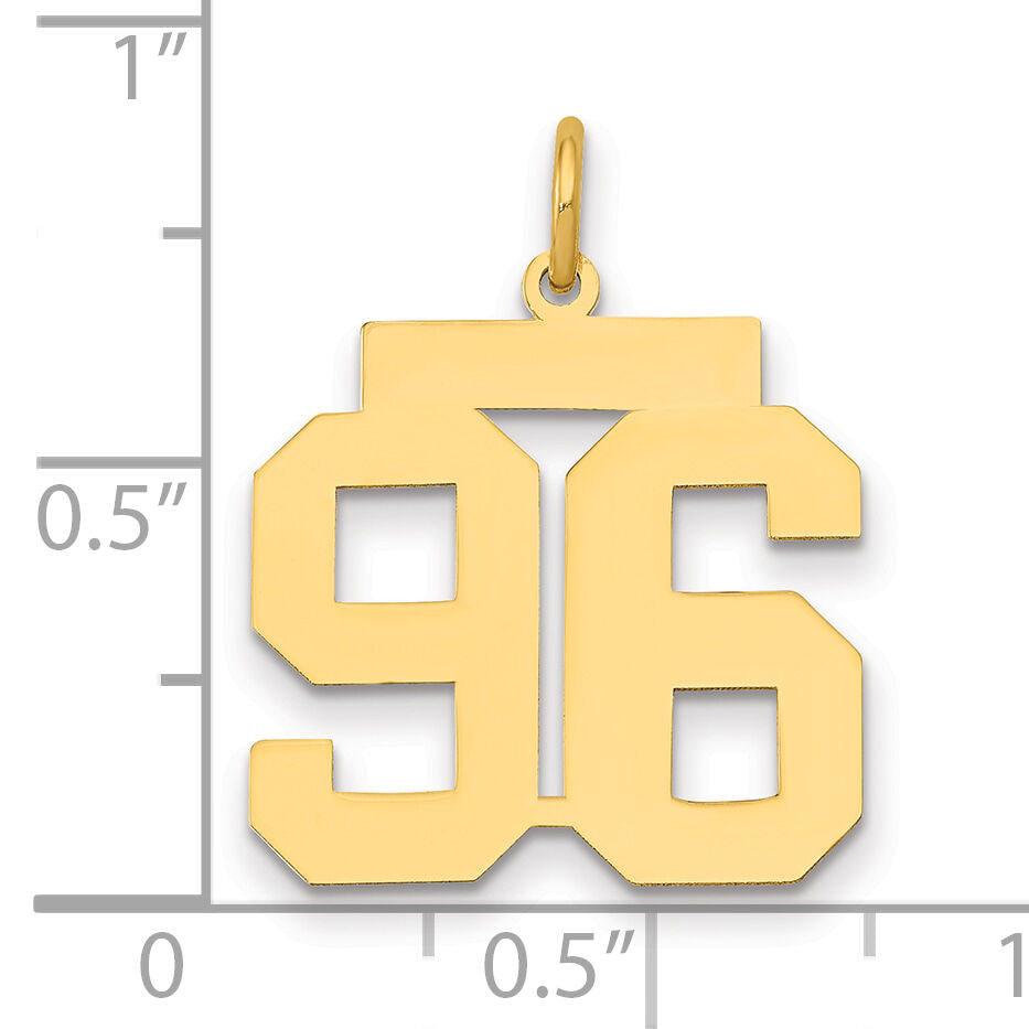 14k Medium Polished Number 96 Charm-LM96