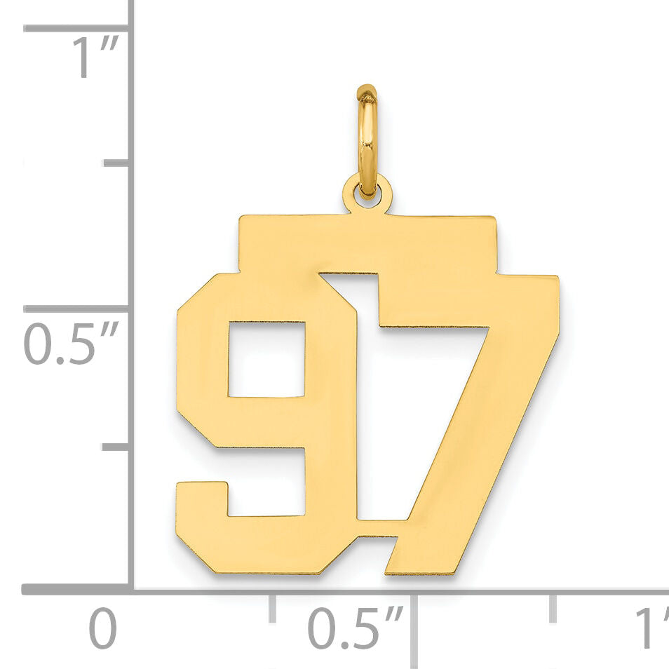 14k Medium Polished Number 97 Charm-LM97