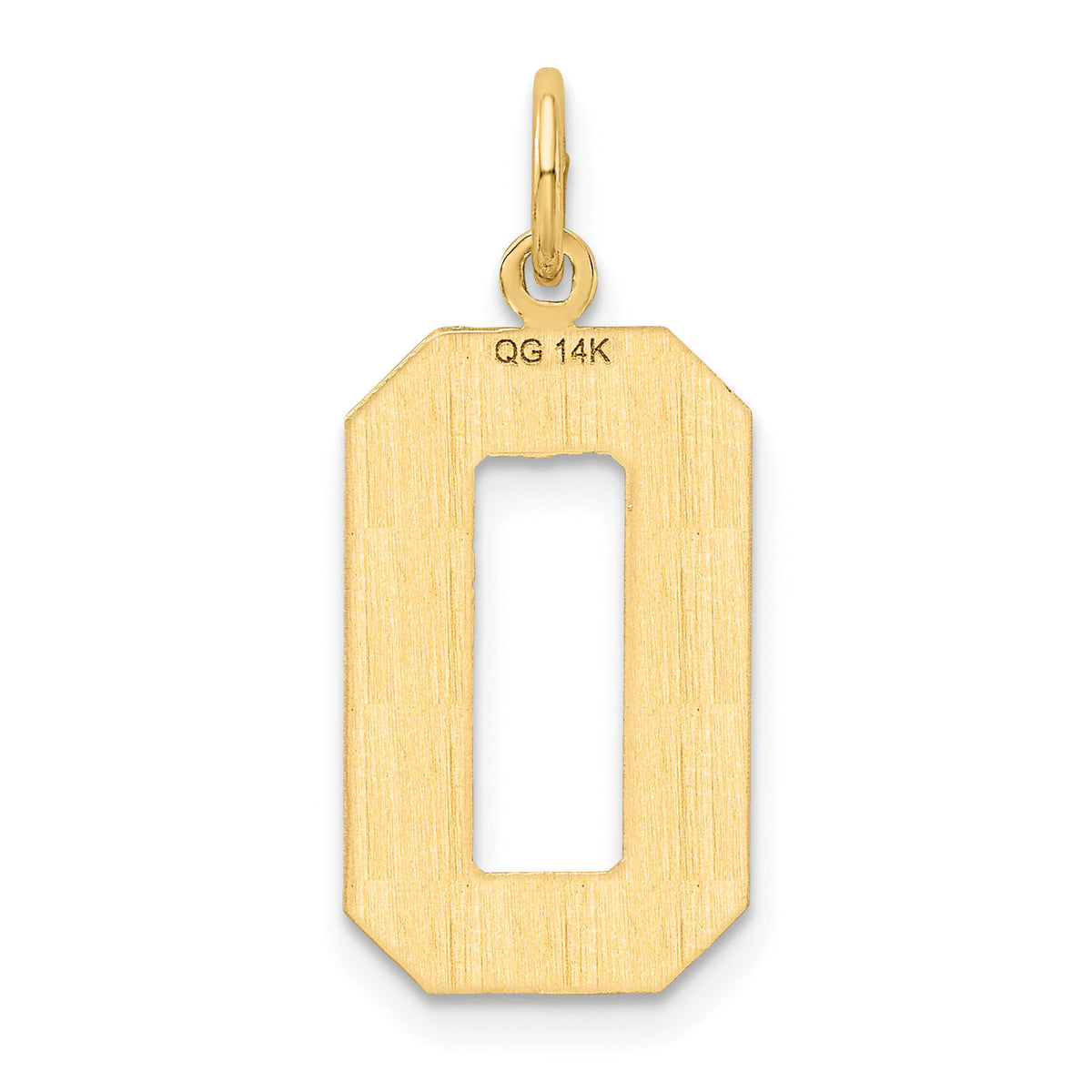 14k Large Brushed Diamond-cut Number 0 Charm-LN00