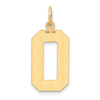 14k Large Brushed Diamond-cut Number 0 Charm-LN00