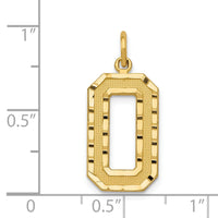 14k Large Brushed Diamond-cut Number 0 Charm-LN00