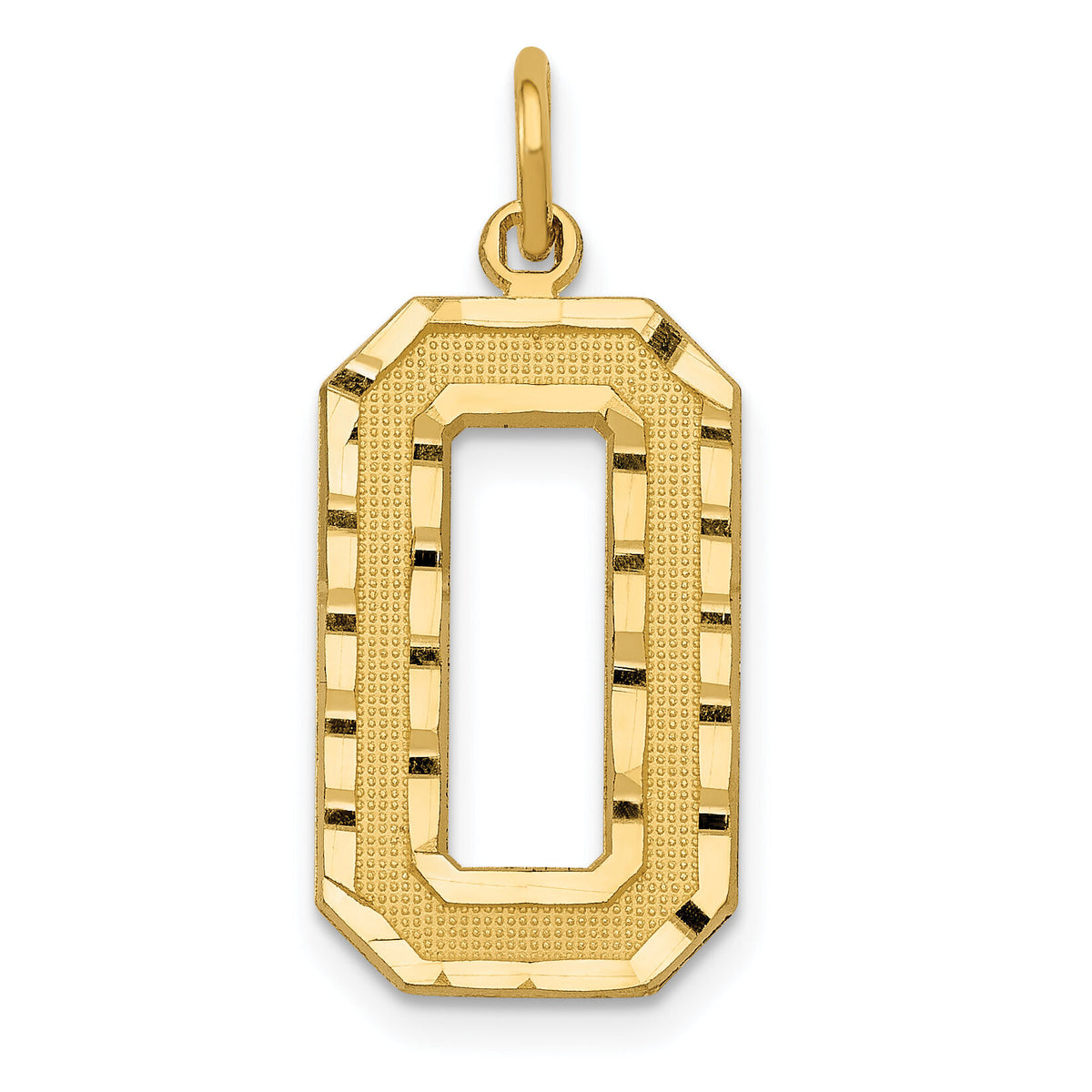 14k Large Brushed Diamond-cut Number 0 Charm-LN00