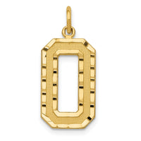 14k Large Brushed Diamond-cut Number 0 Charm-LN00