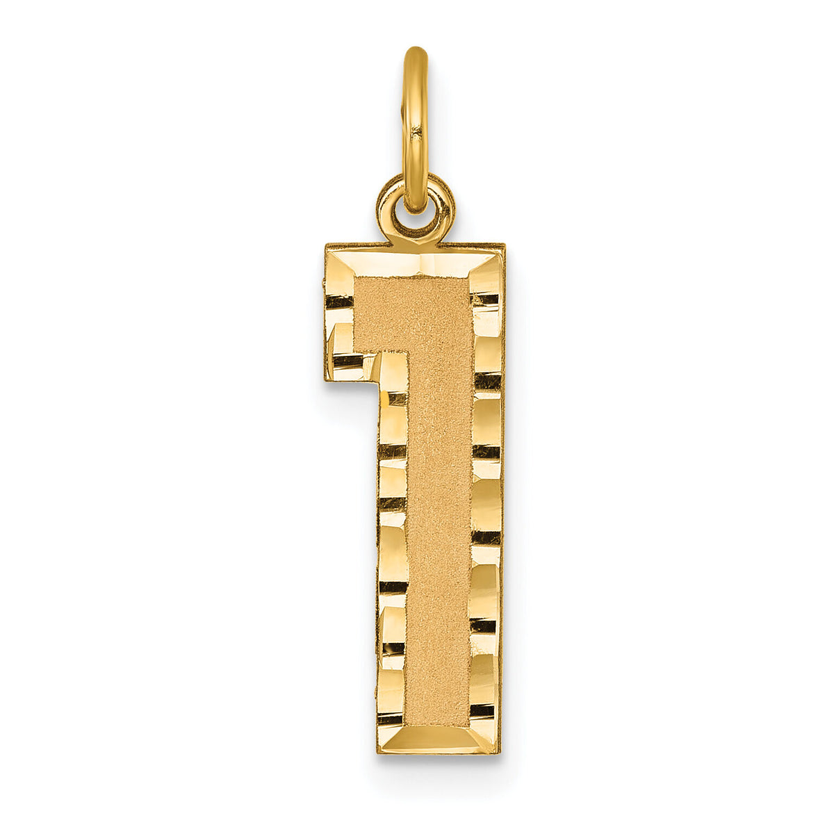 14k Large Brushed Diamond-cut Number 1 Charm-LN01