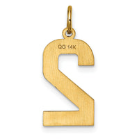 14k Large Brushed Diamond-cut Number 2 Charm-LN02