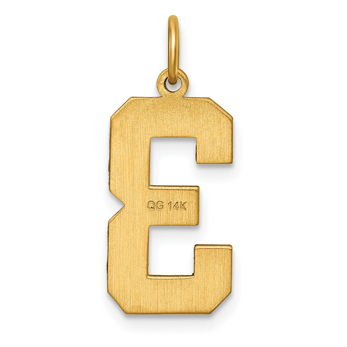 14k Large Brushed Diamond-cut Number 3 Charm-LN03