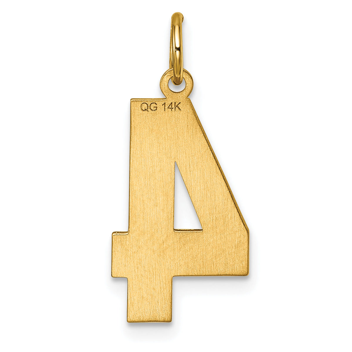 14k Large Brushed Diamond-cut Number 4 Charm-LN04