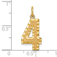 14k Large Brushed Diamond-cut Number 4 Charm-LN04